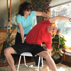 marjorie brook demonstrating stretching technique